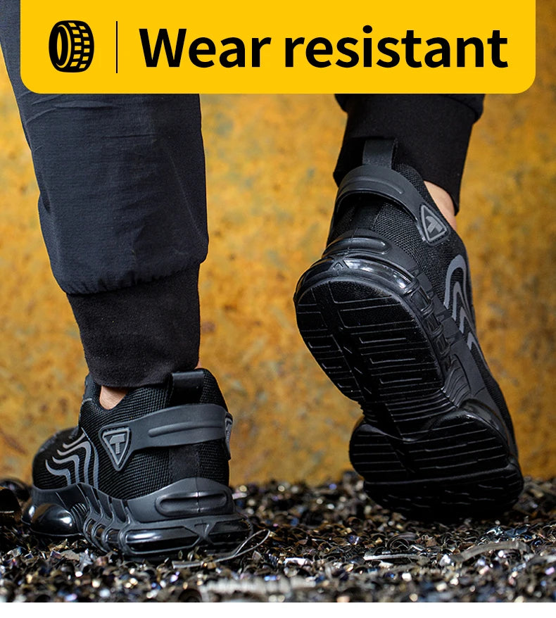 Rotary Button New Safety Shoes Men's Anti-Smash Anti-Puncture Work Shoes Fashion Men's Sneakers Safety Boots