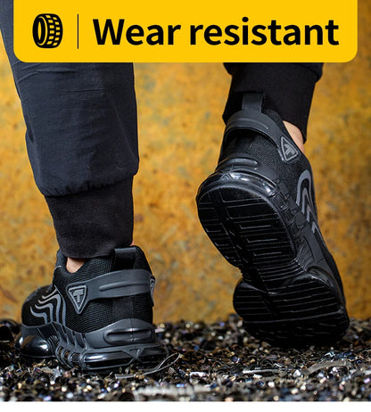 Rotary Button New Safety Shoes Men's Anti-Smash Anti-Puncture Work Shoes Fashion Men's Sneakers Safety Boots